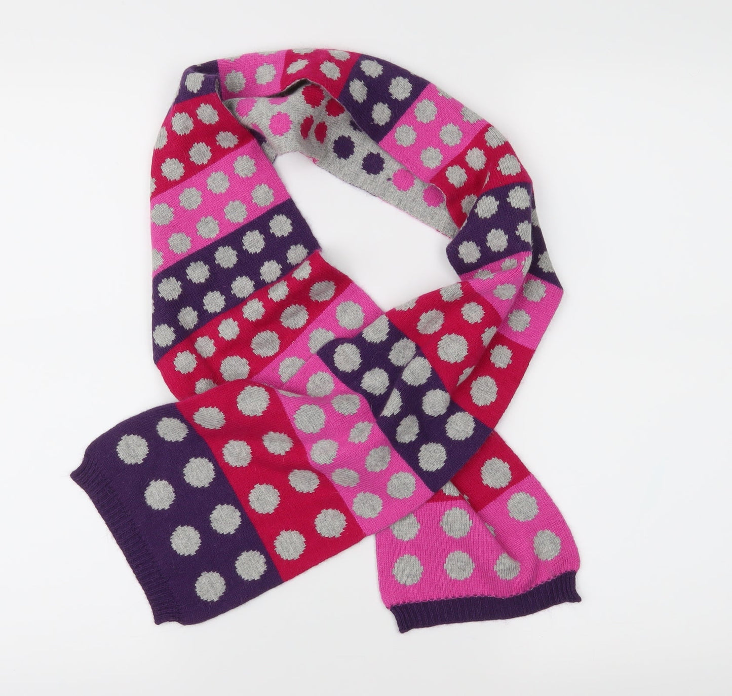 Preworn Womens Pink Polka Dot Knit Scarf