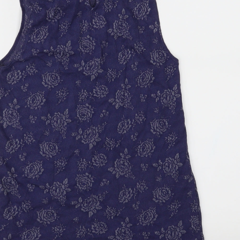 Dorothy Perkins Womens Blue Floral Jersey Basic Blouse Size 10