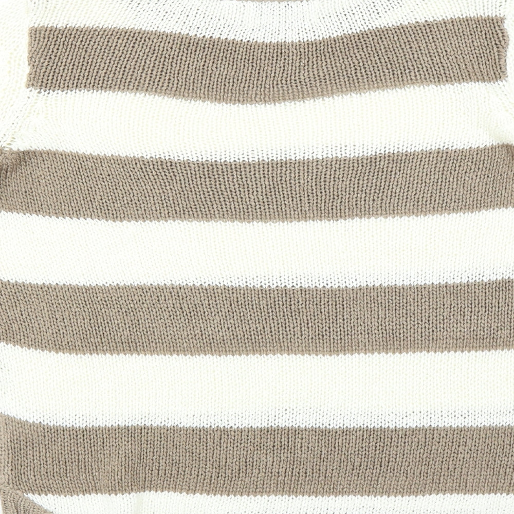 C&A Womens Ivory Striped Pullover Jumper Size S