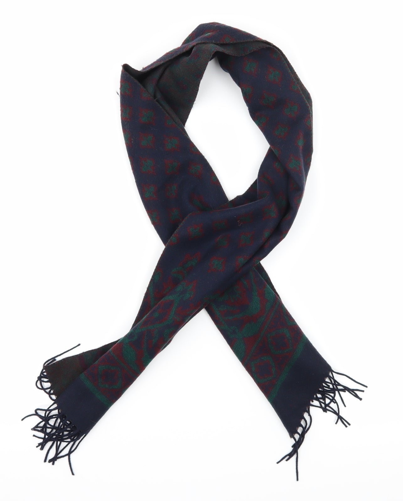 St Michael Womens Blue Geometric Knit Scarf