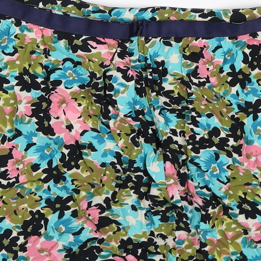 Topshop Womens Blue Floral Flare Skirt Size 12