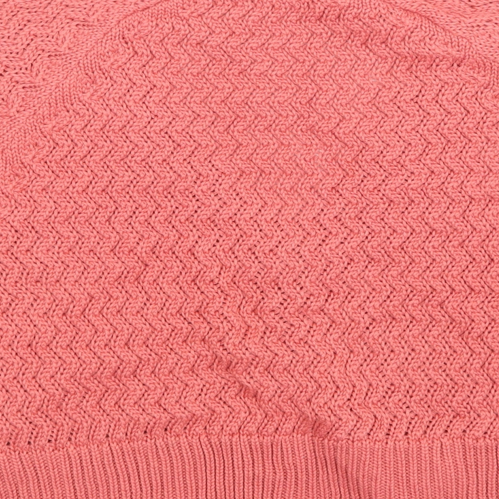 Bonmarché Womens Pink Geometric Cardigan Jumper Size 14