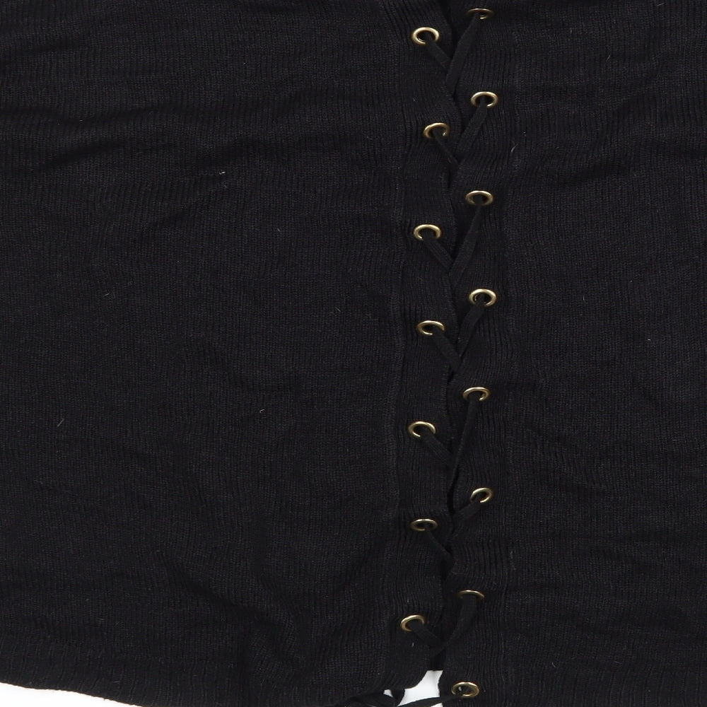 Brave Soul Womens Black Knit Pullover Jumper Size 14