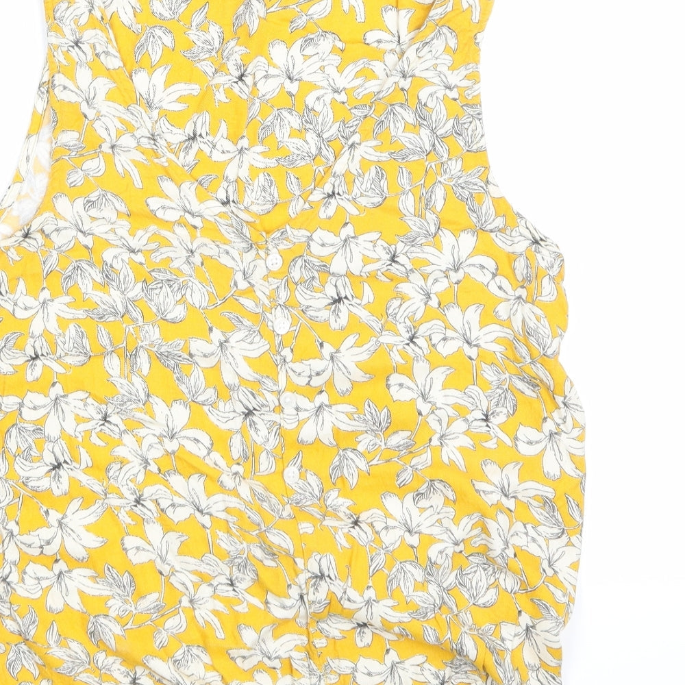 F&F Womens Yellow Floral Basic Tank Size 6