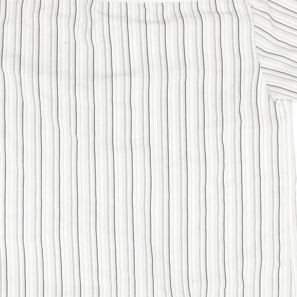 Cedarwood State Mens White Striped Button-Up Size M