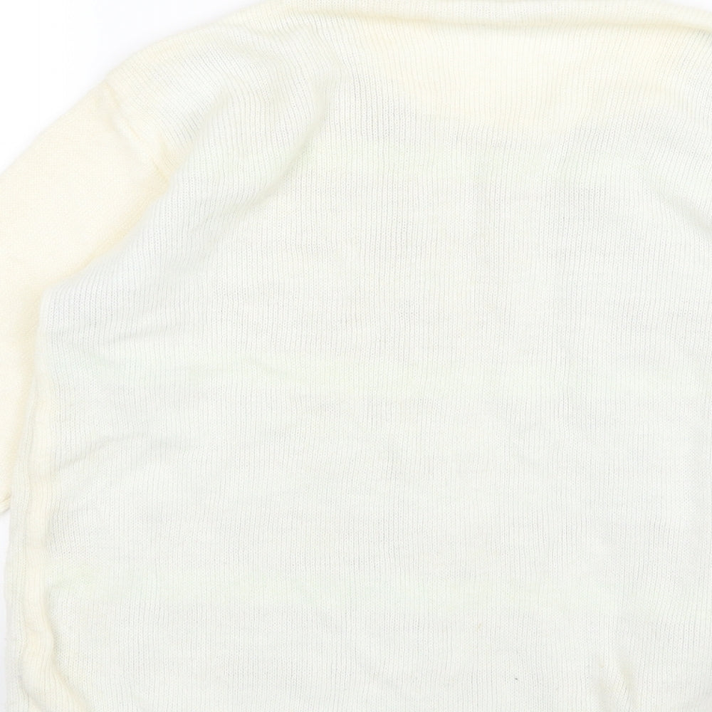 Envy Womens Ivory Argyle/Diamond Knit Pullover Jumper Size S - top and cardigan in one