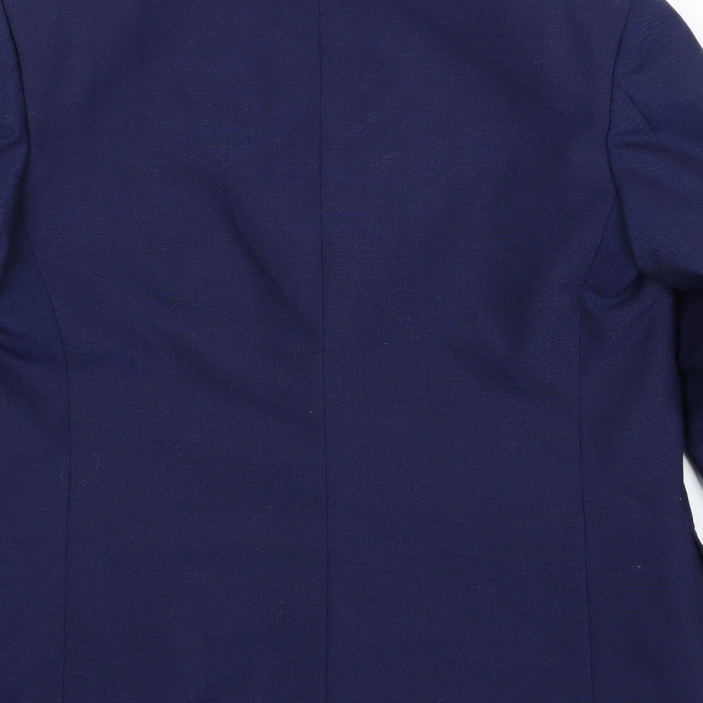 Preworn Mens Blue Rayon Jacket Suit Jacket Size 36