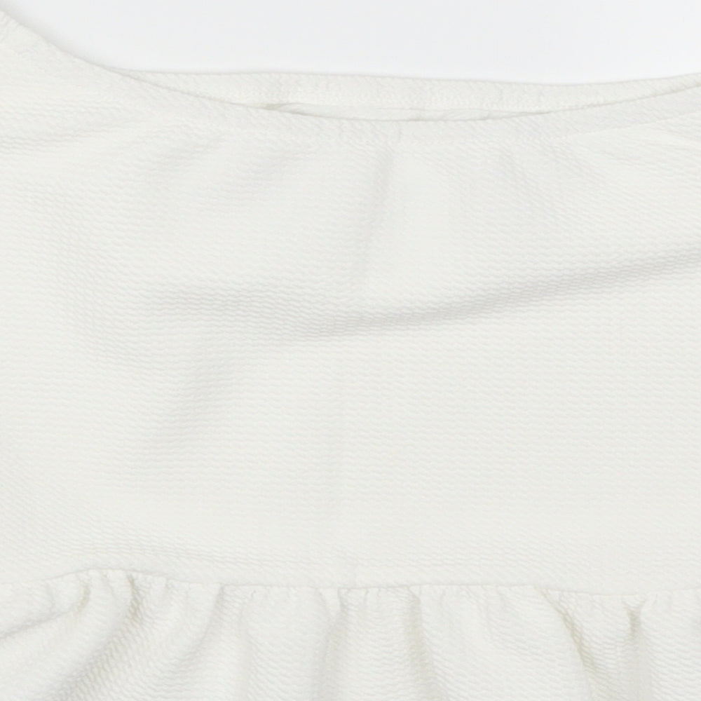 Preworn Womens White Cropped Blouse Size S