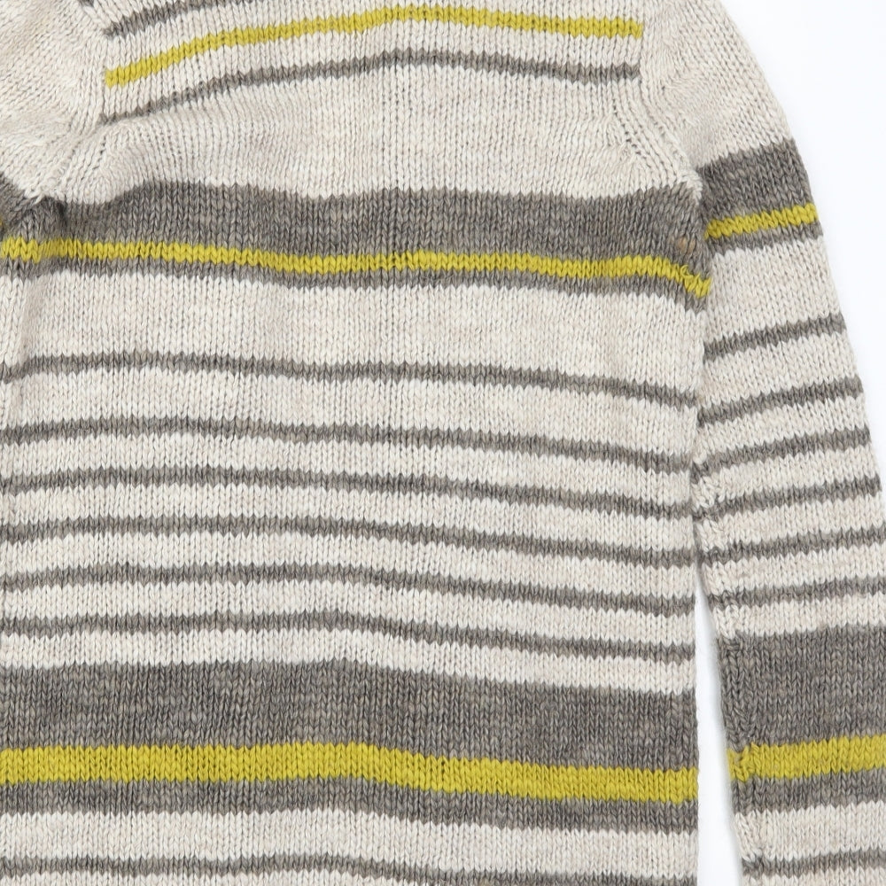 I Blues Club Womens Beige Striped Cardigan Jumper Size S - Yellow