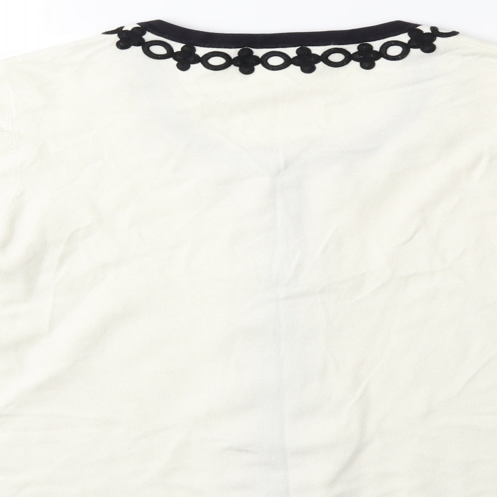 CC Petite Womens White Knit Cardigan Jumper Size M