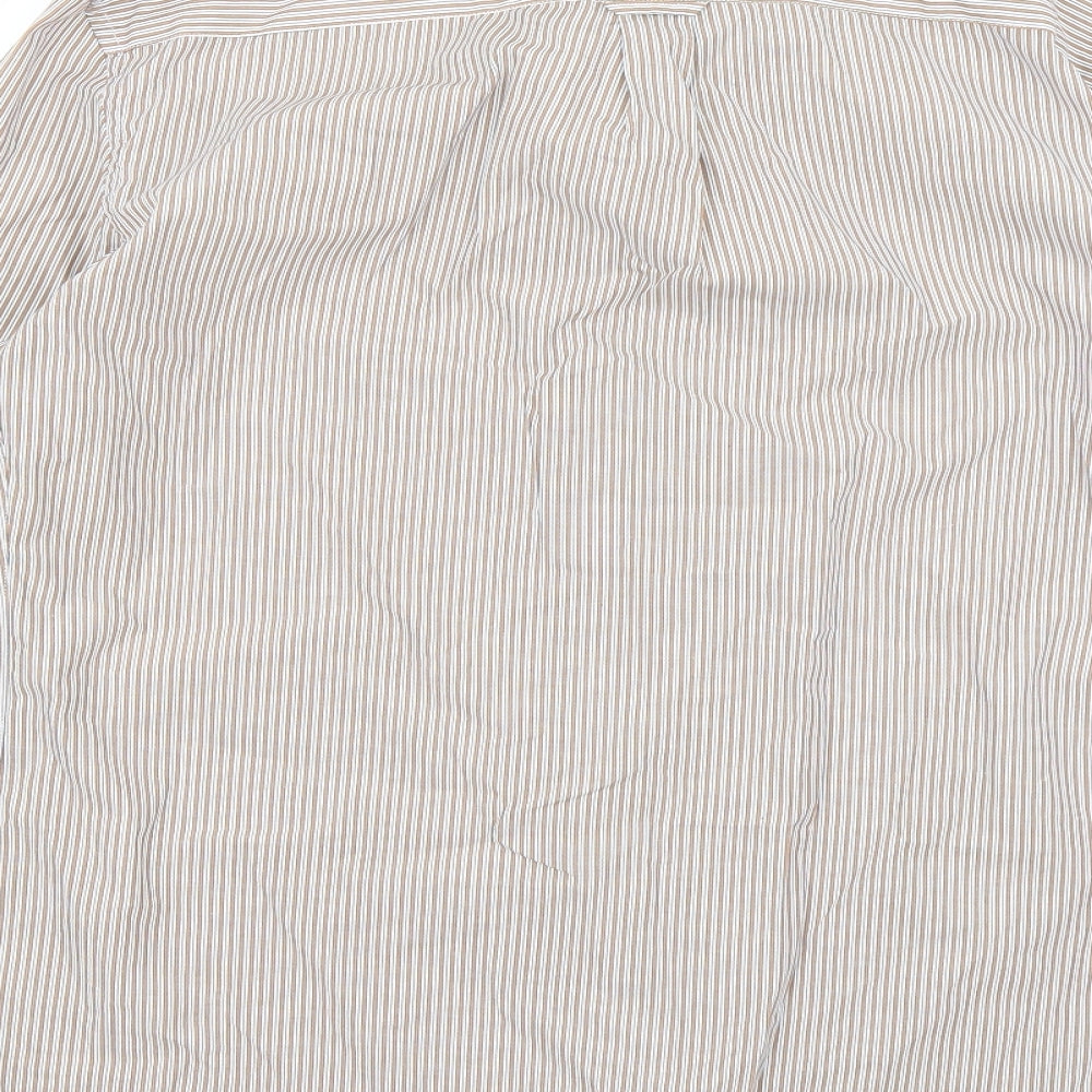 Marks & Spencer Mens White Striped Button-Up Size M