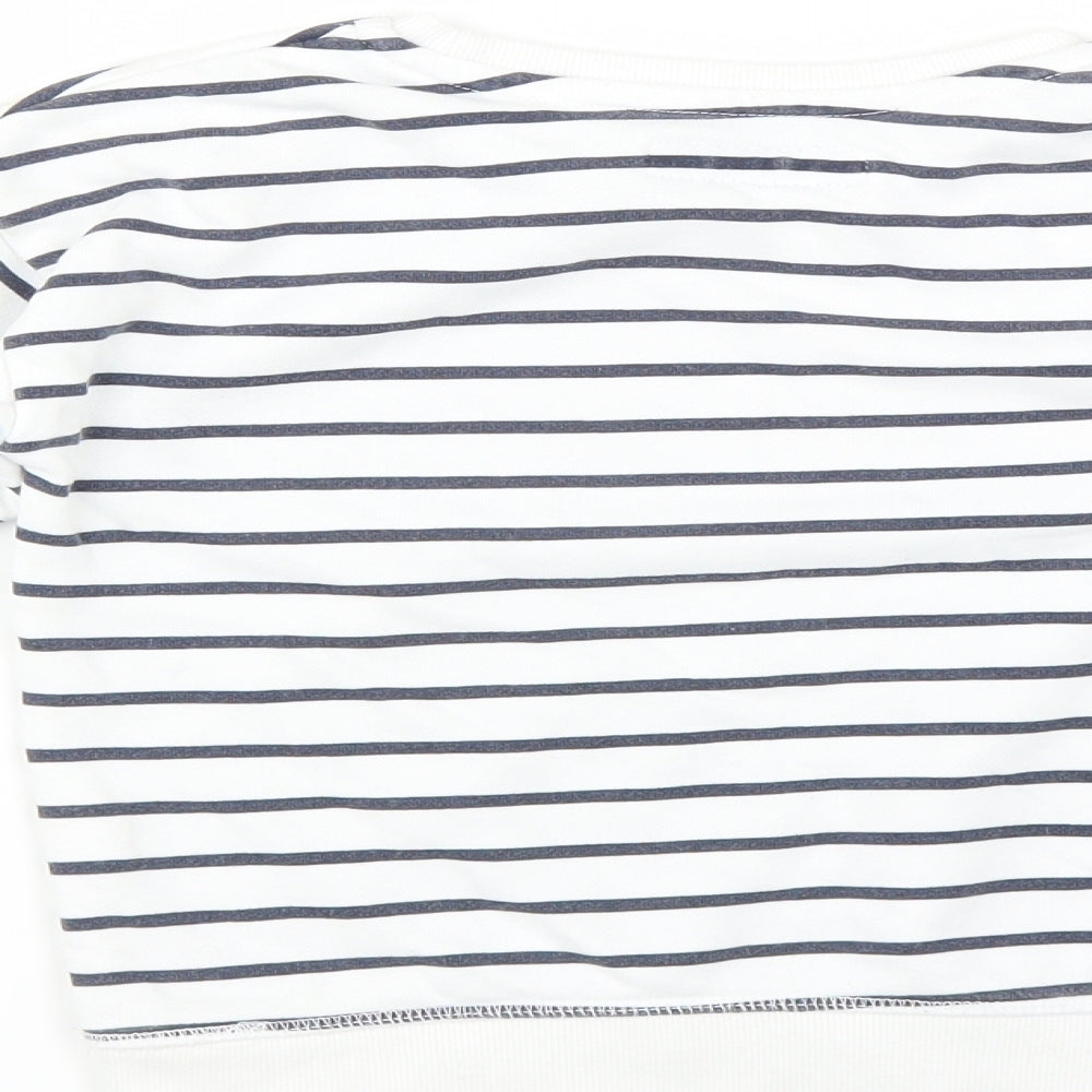 Primark Girls White Striped Pullover Sweatshirt Size 5-6 Years