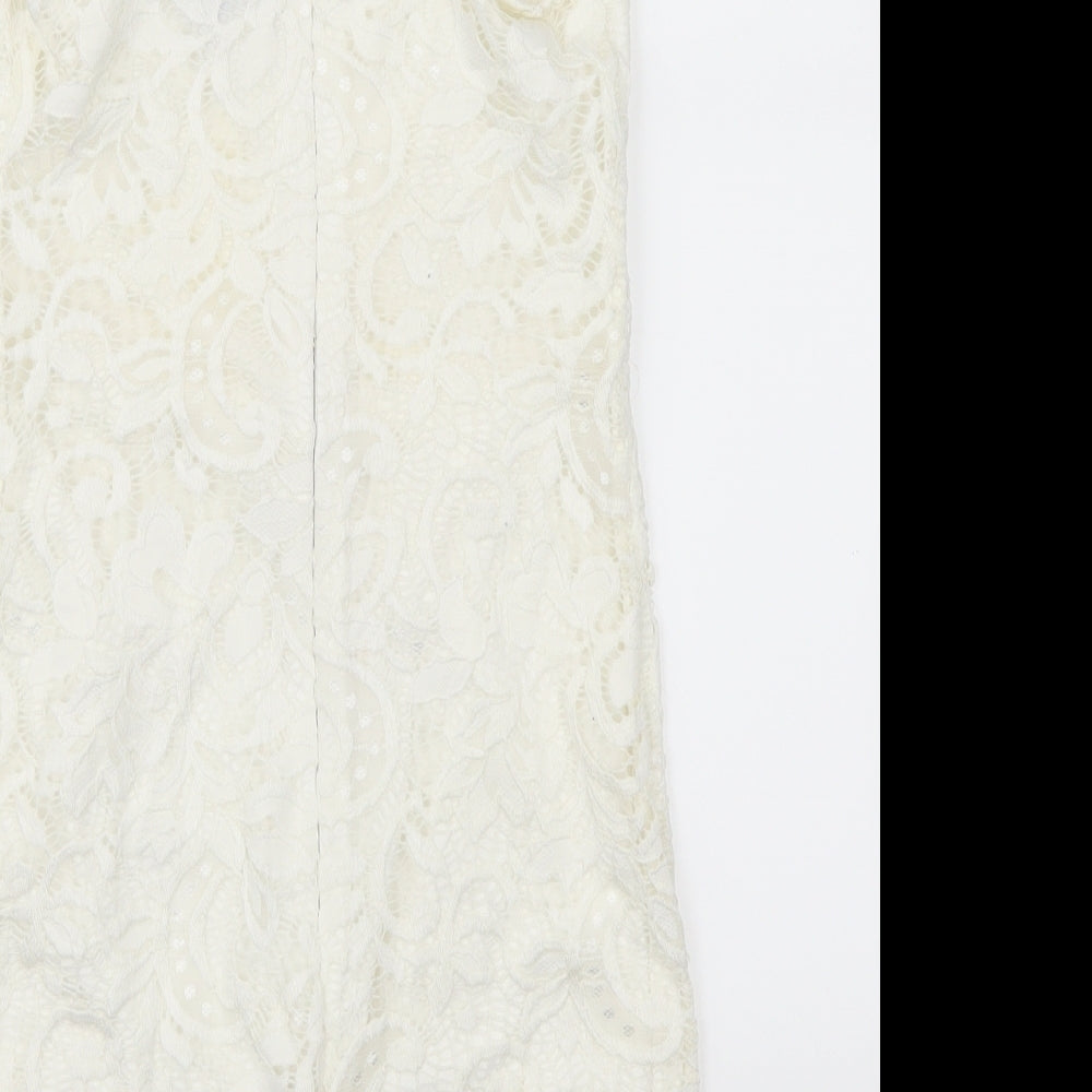 Topshop Womens White Lace Mini Size 6