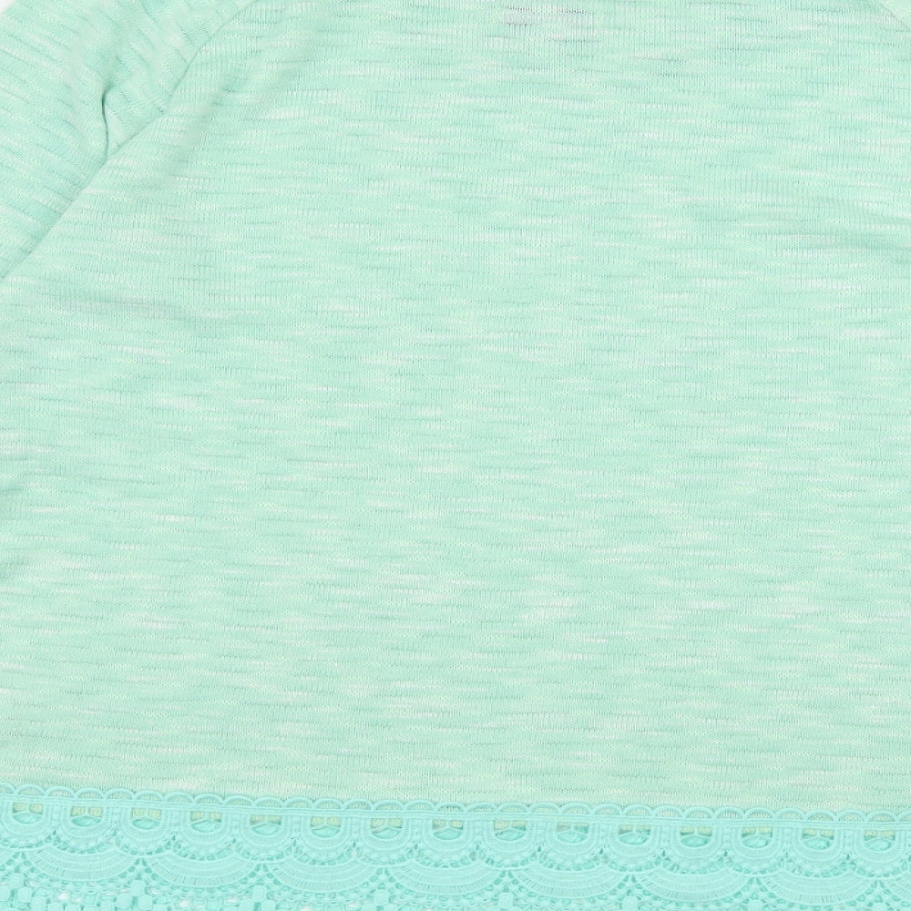 Paramour Womens Green Knit Pullover Jumper Size M - Crochet detail