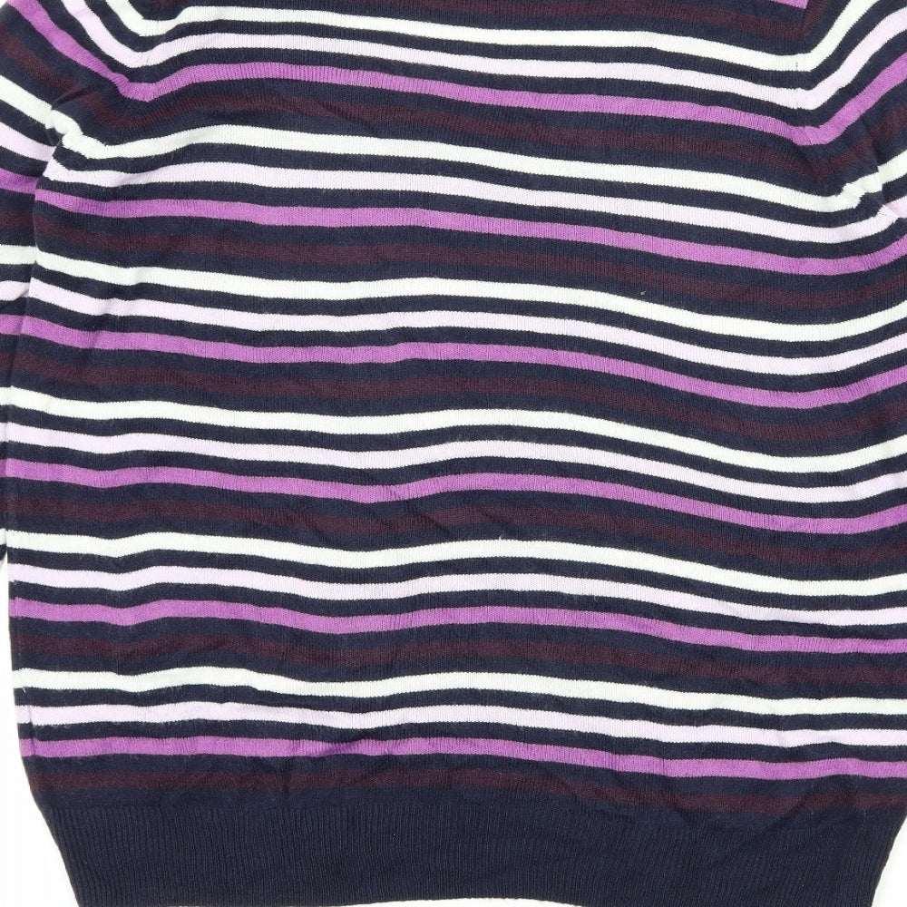 Marks & Spencer Womens Purple Striped Knit Pullover Jumper Size 12