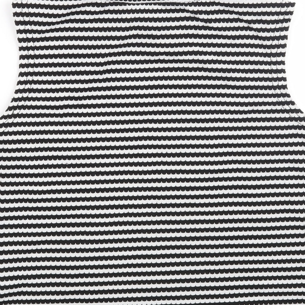Select Womens Black Striped Basic Blouse Size 10