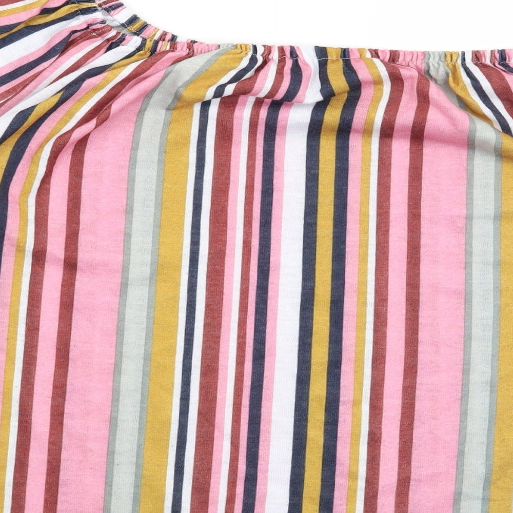 George Womens Pink Striped Basic Blouse Size 16