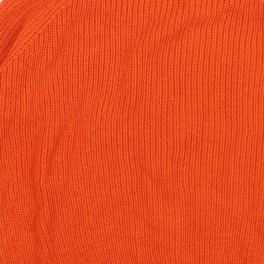 Tru Collection Womens Orange Knit Pullover Jumper Size S