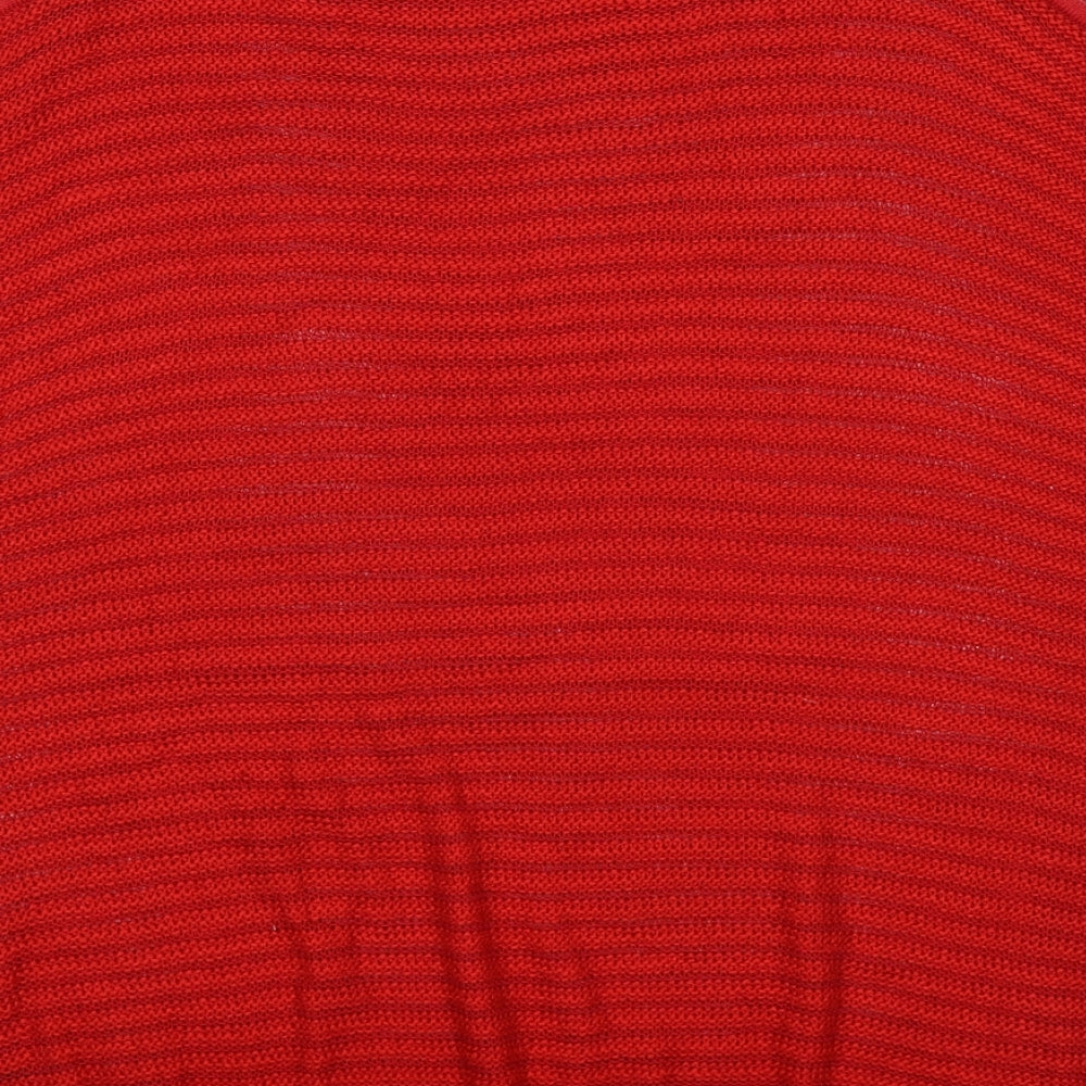 NEXT Womens Red Striped Knit Pullover Jumper Size 10 - CODL SHOULDER