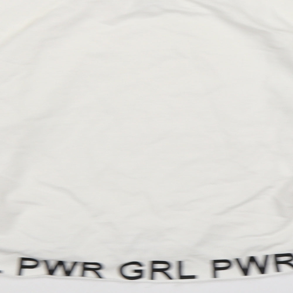 Primark Girls White Jersey Pullover Sweatshirt Size 13-14 Years - girl power