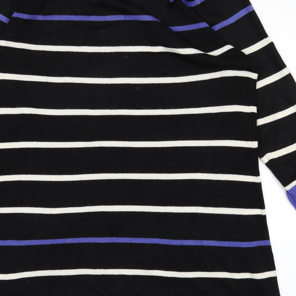 F&F Womens Black Striped Pullover Jumper Size 14