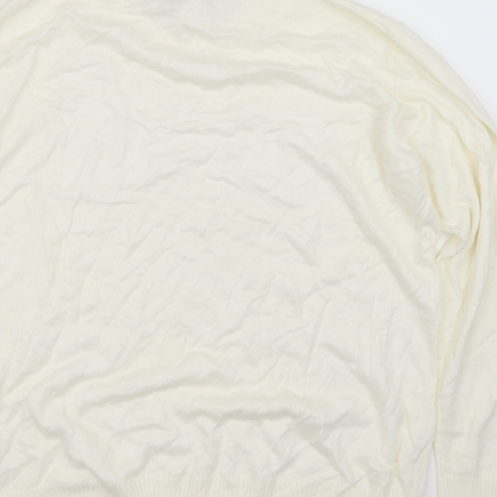 EWM Womens White Cardigan Jumper Size M