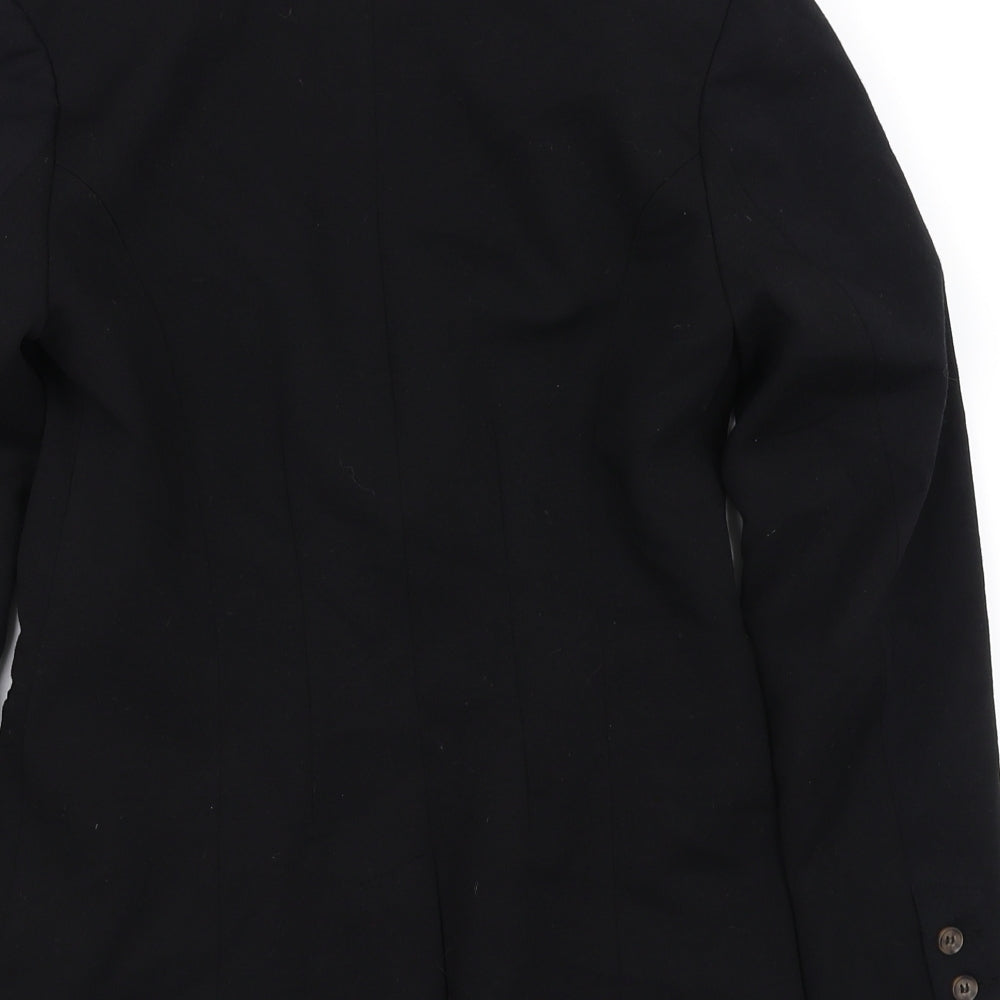 Brand and care label for H&M women’s black jacket blazer, size UK 10