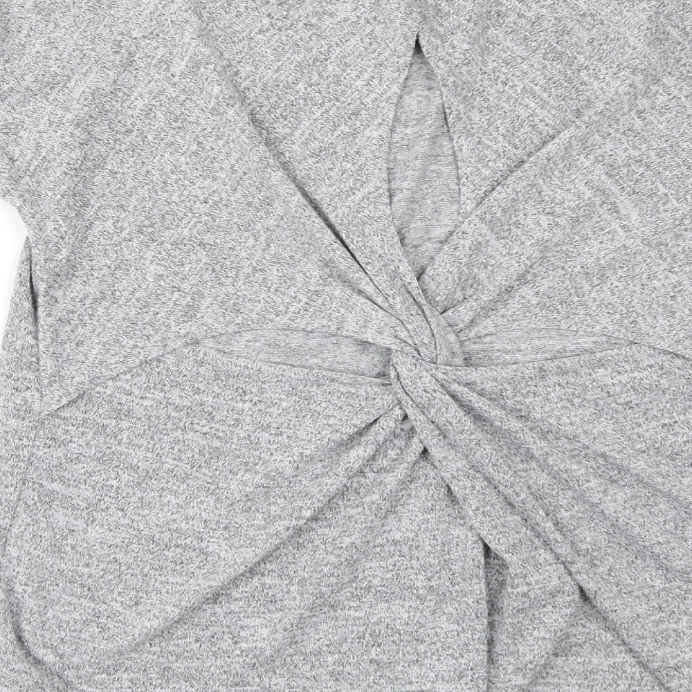 Miss Selfridge Womens Grey Basic Polo Size 10 - BACK SPLIT