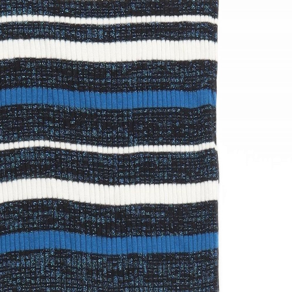 Preworn Womens Blue Striped Straight & Pencil Skirt Size 30 in