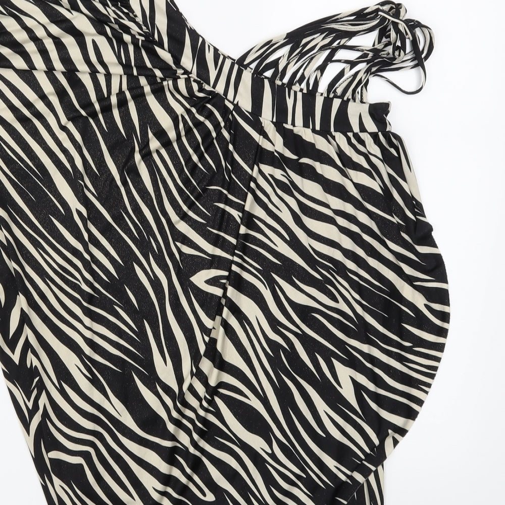 New Look Womens Beige Animal Print Basic Blouse Size 8