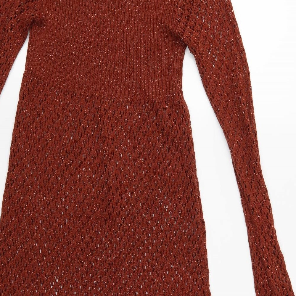 Marks & Spencer Womens Brown Knit Pullover Jumper Size 12