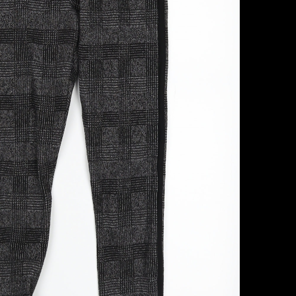 top shop Womens Grey Check Jogger Trousers Size 8 L21 in