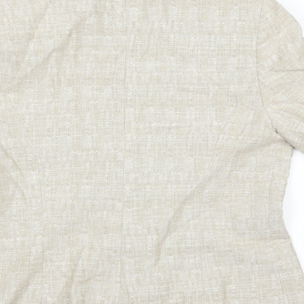 Brand and care label for Gray & Osbourn women’s beige jacket blazer, size UK 10