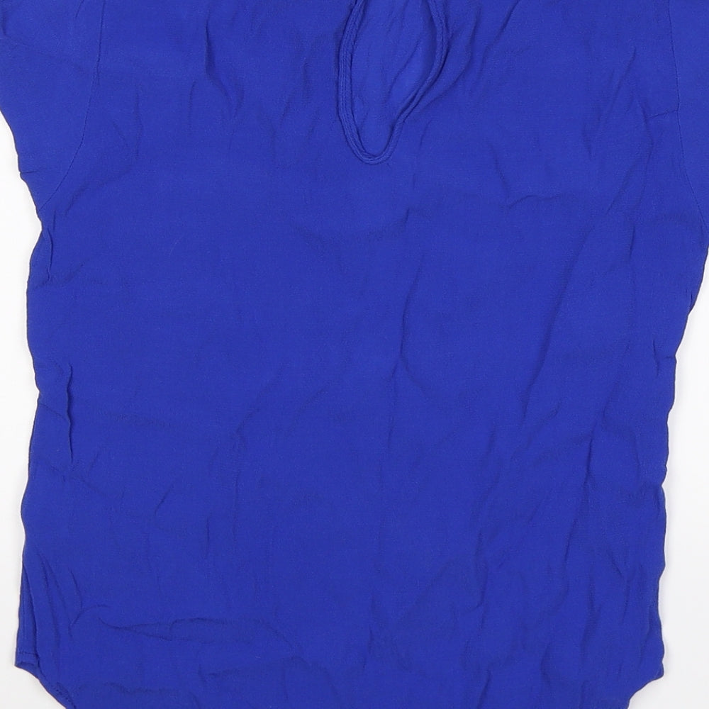 H&M Womens Blue Chiffon Tunic T-Shirt Size 6