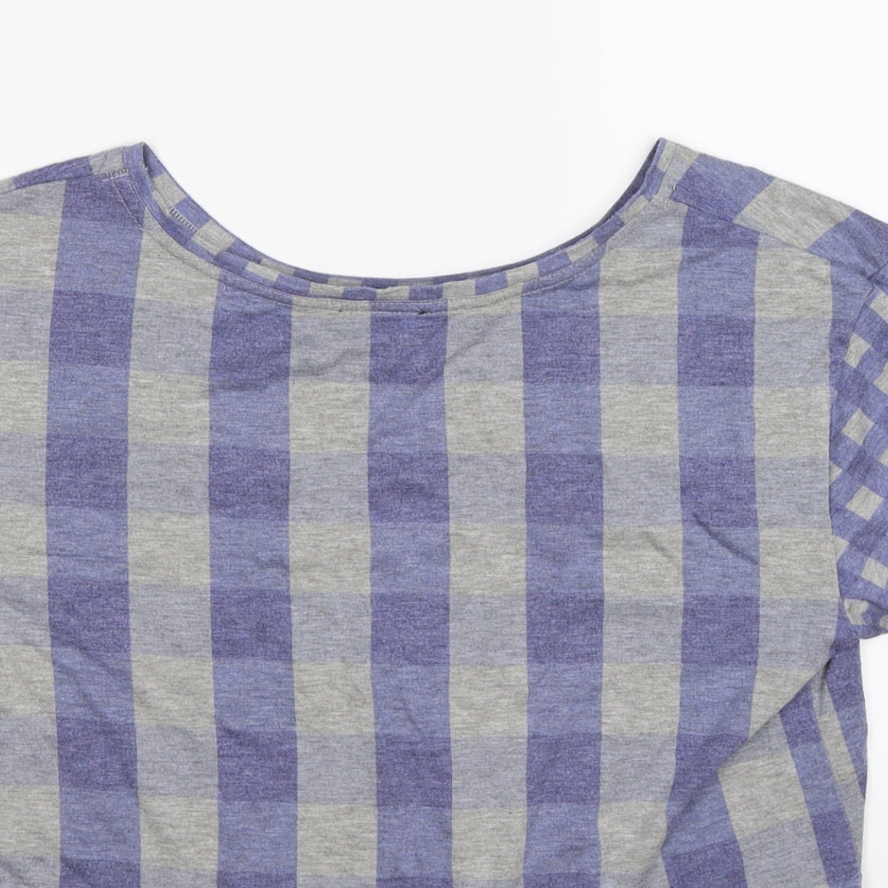 Topshop Womens Grey Check Cropped T-Shirt Size 8