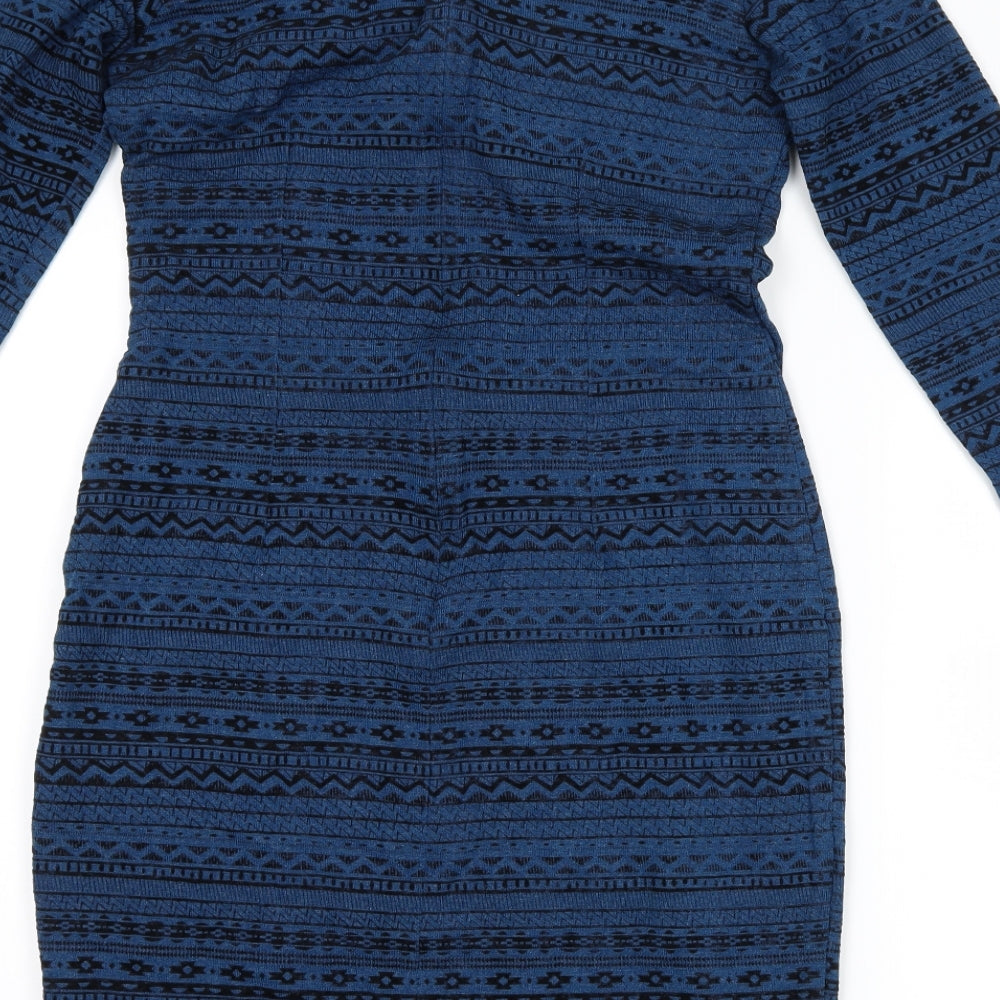 ceme london Womens Blue Geometric Bodycon Size 12