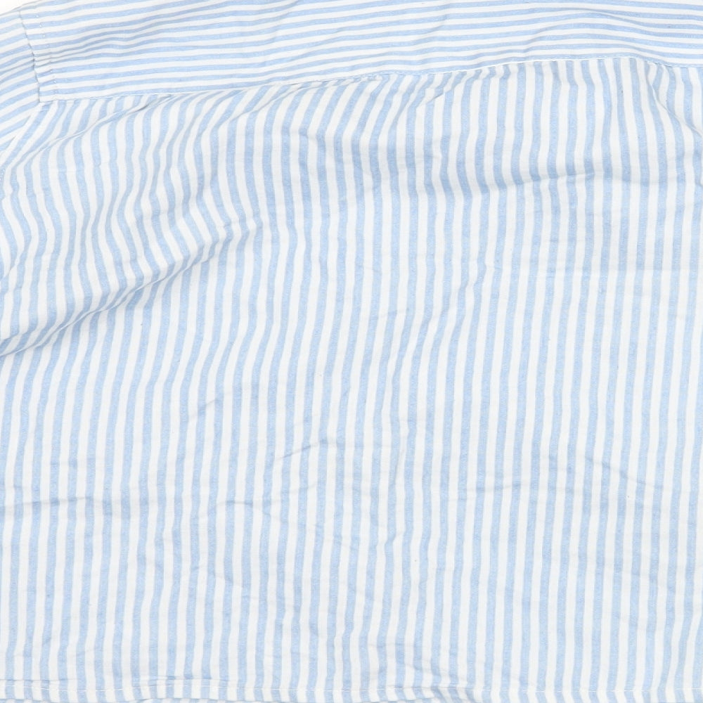 Only Womens Blue Striped Basic Button-Up Size 6