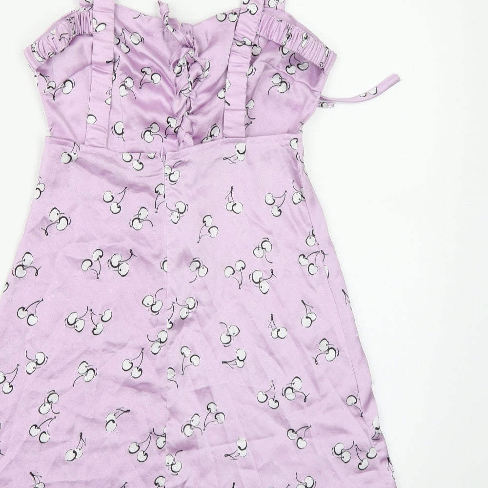 Kai Womens Purple A-Line Size S - Cherry Print