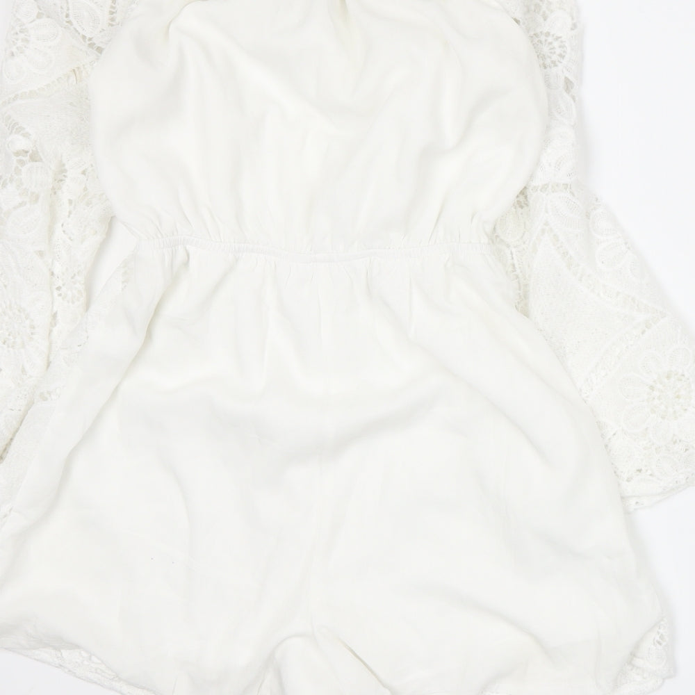 Parisian Womens White Romper One-Piece Size 8