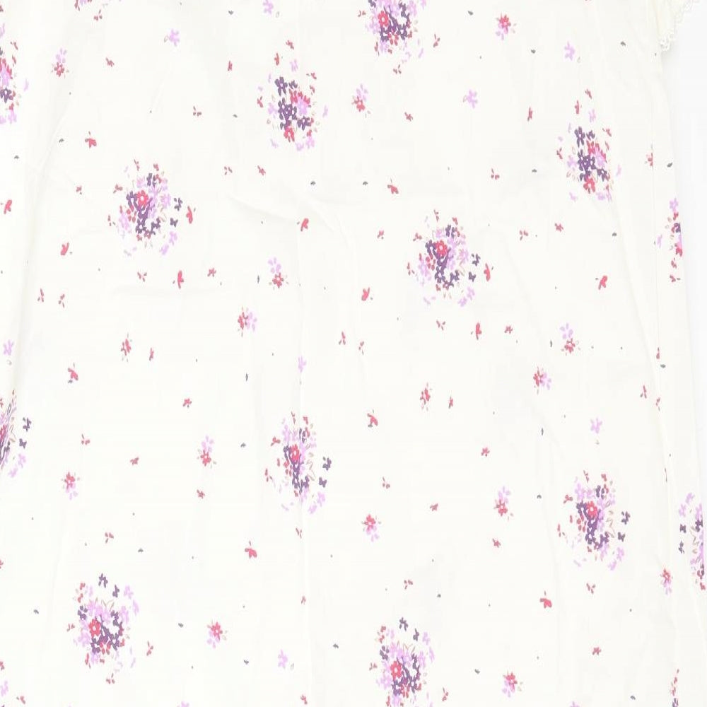 Bonmarché Womens White Floral A-Line Size S