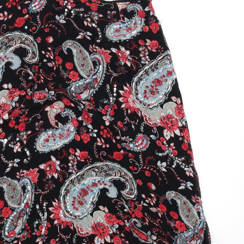 butterfly Womens Black Floral A-Line Skirt Size 14