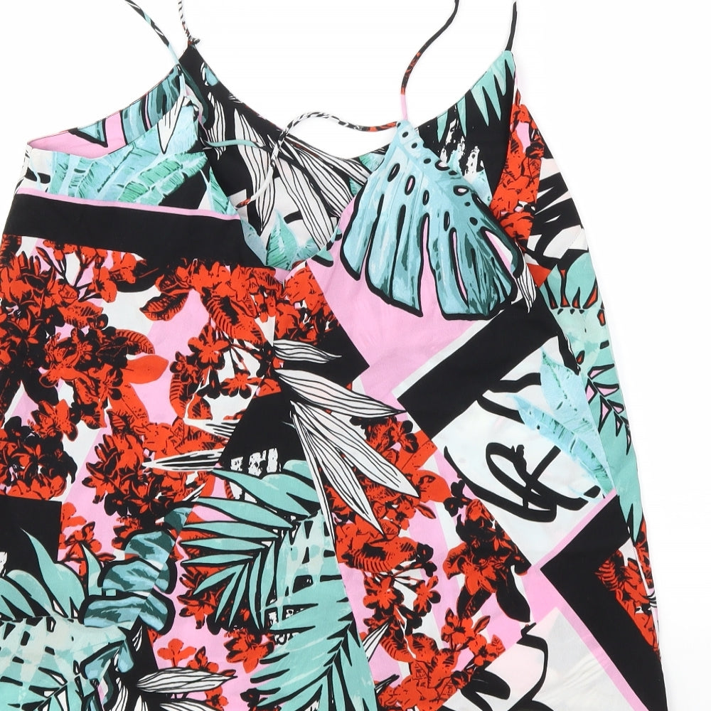 Lispy Womens Blue Floral Basic Tank Size 10