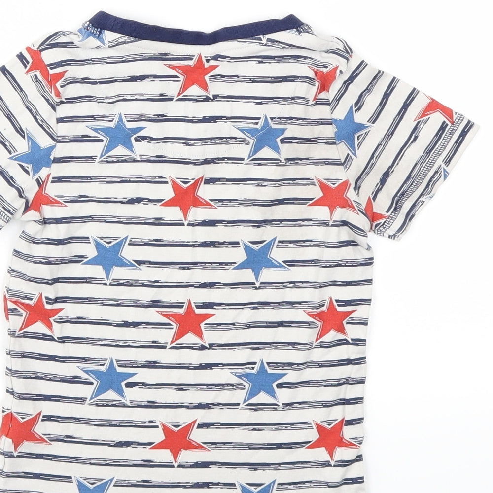 TU Girls White Striped Basic T-Shirt Size 5-6 Years
