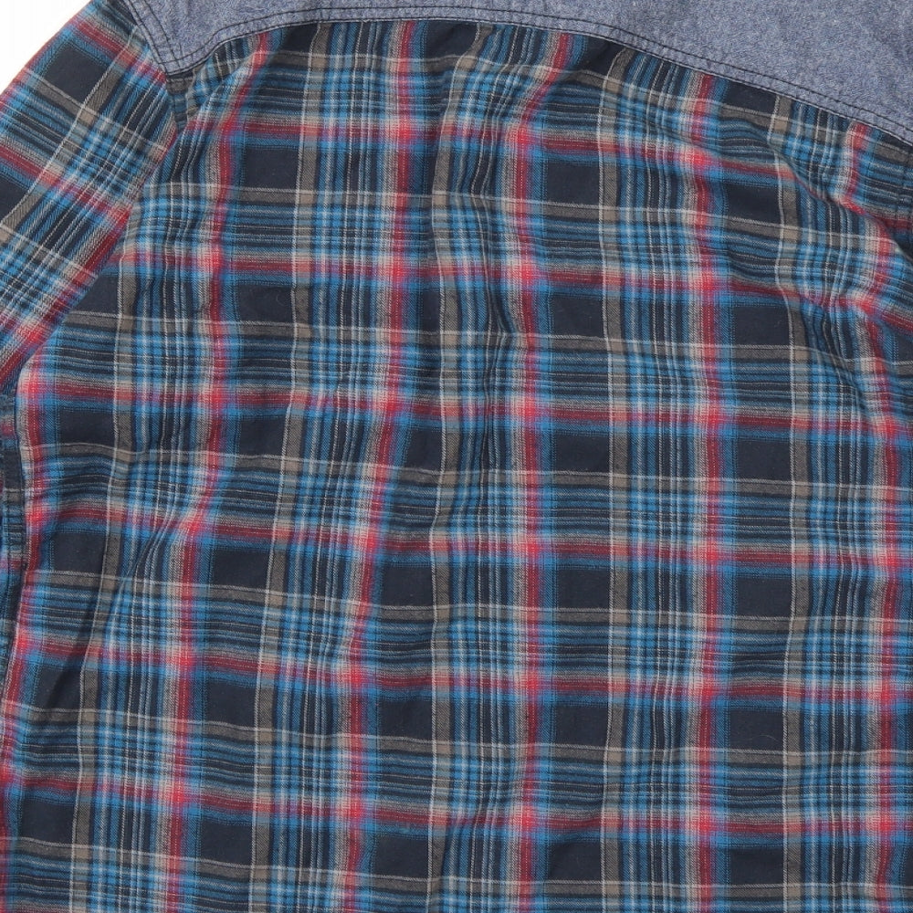 F&F Mens Blue Check Button-Up Size S