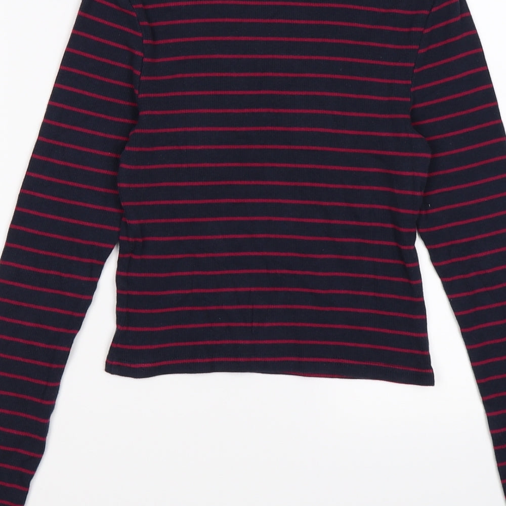 Divided Womens Blue Striped Knit Pullover Jumper Size XS