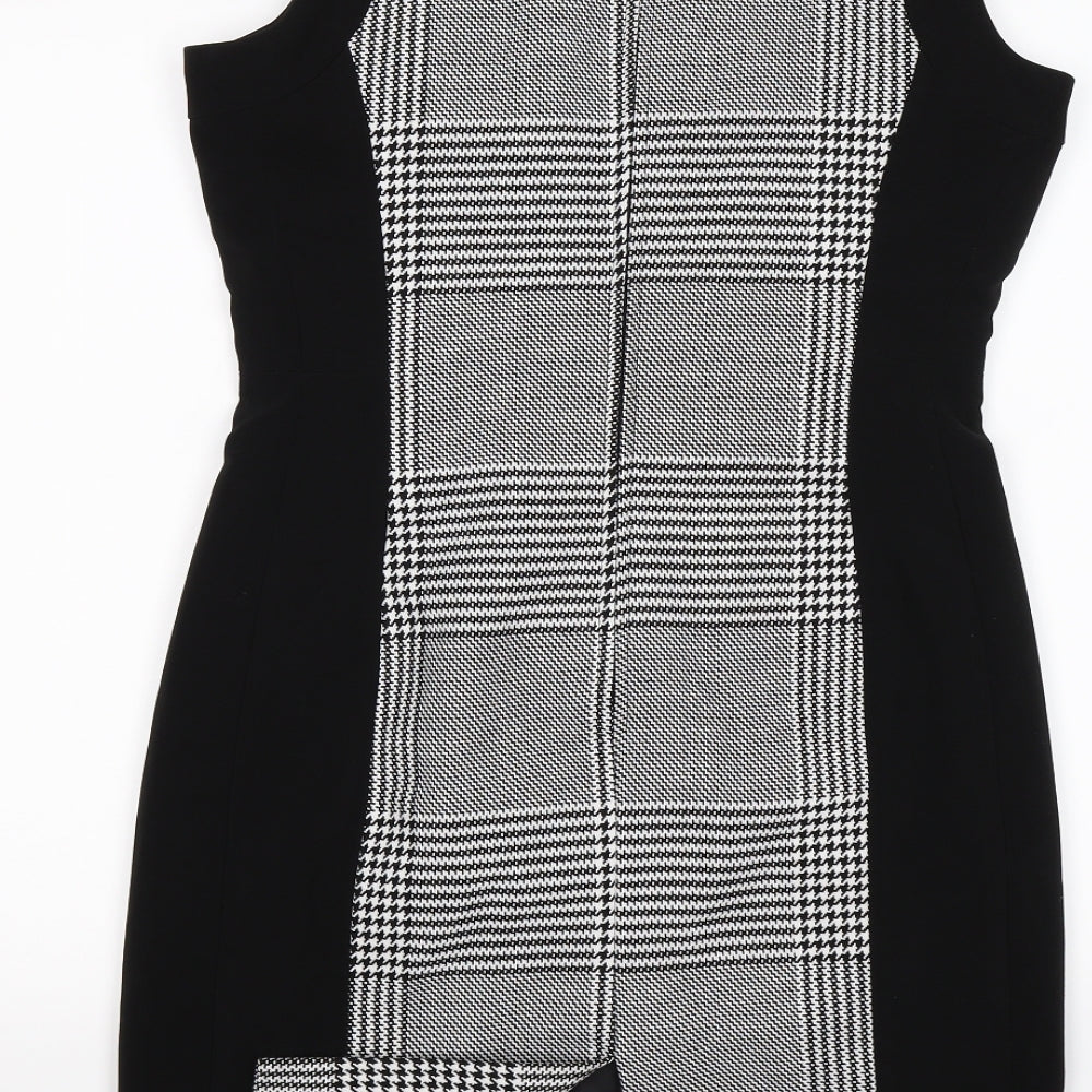 H&M Womens Black Check Knit Shift Size M