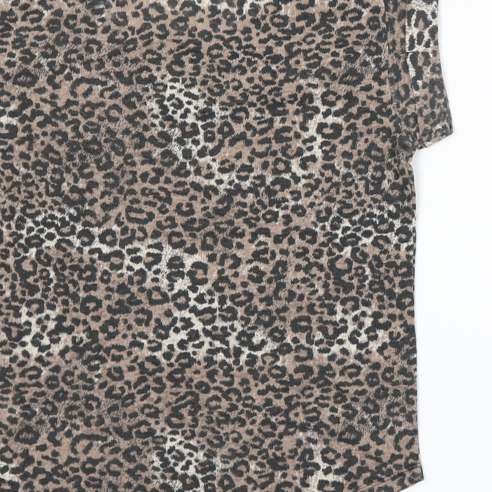 New Look Womens Beige Animal Print Basic T-Shirt Size 8