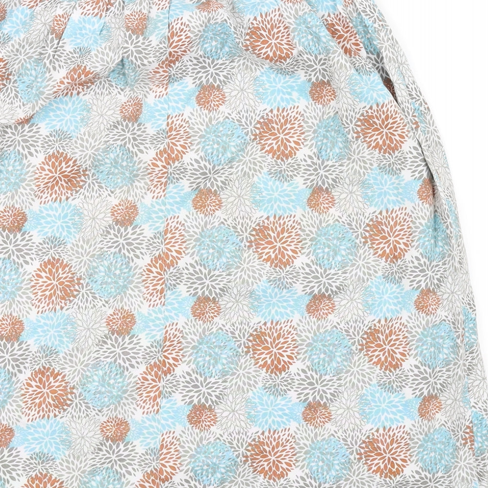 Preworn Womens Blue Floral A-Line Skirt Size 14
