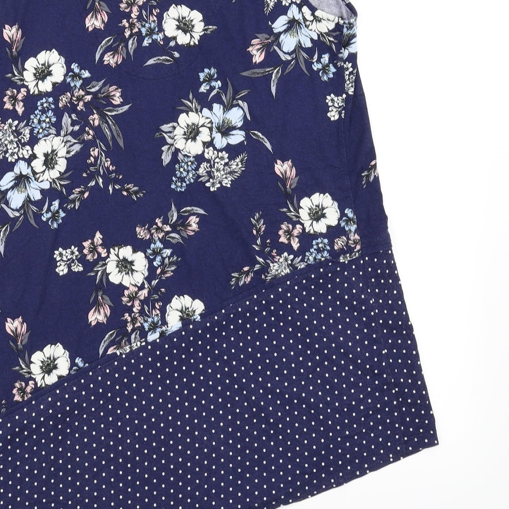 Roman Womens Blue Polka Dot Basic T-Shirt Size 12