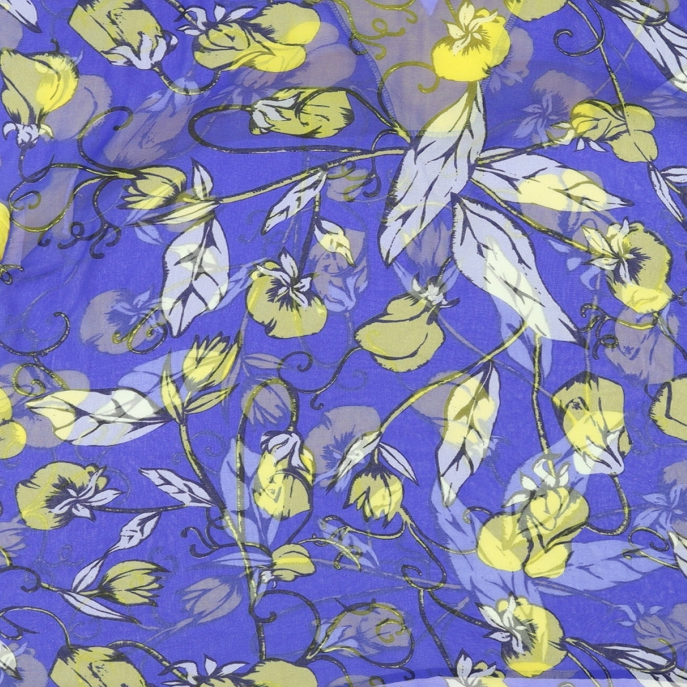 David Womens Blue Floral Cardigan Jumper One Size